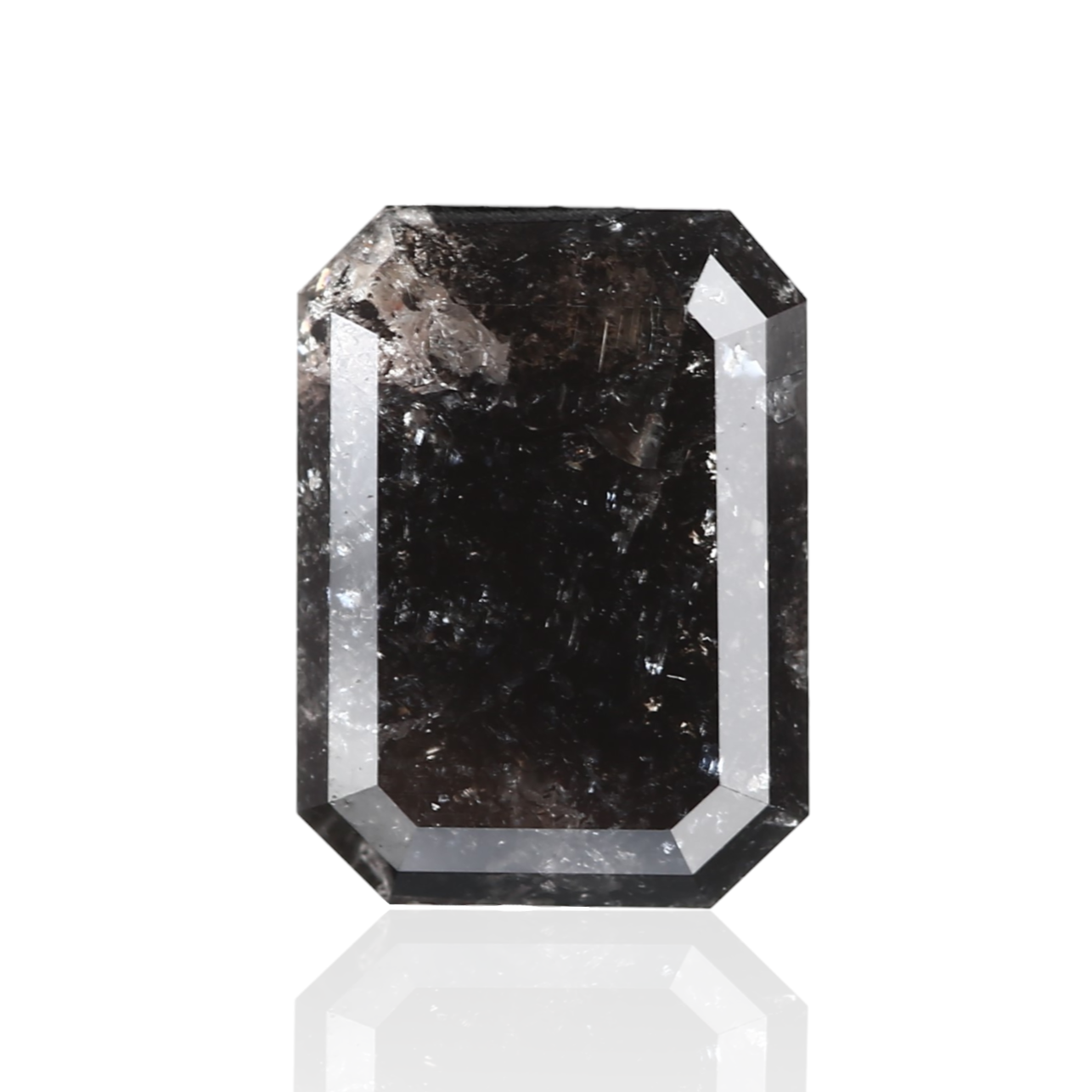 2.85 Carat 8.62 X 6.30 X 4.30 MM Natural Emerald Fancy Black Salt and Pepper Diamond - Blackdiamond