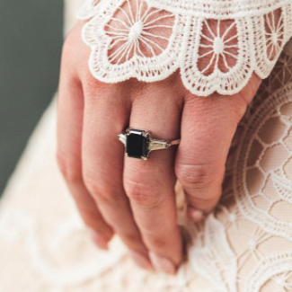 Diana Emerald Cut Black Diamond Engagement Ring - Blackdiamond