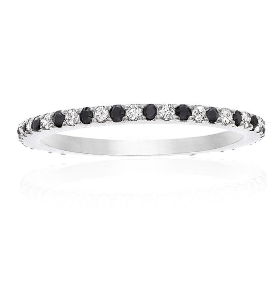 Most Half Eternity Black and White Diamond Band 14k Gold - Blackdiamond