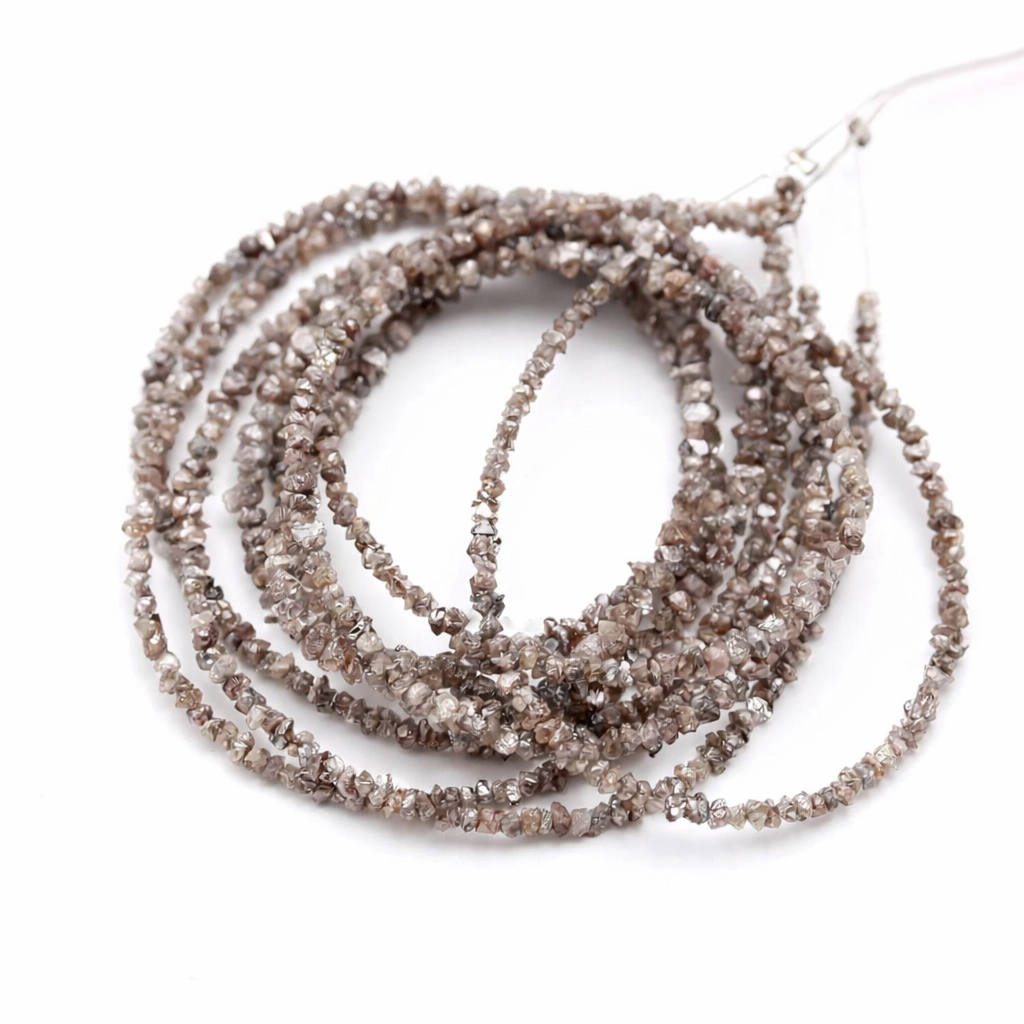 AAA+ Champagne Natural Rough Uncut Diamond Strand Beads 2-3mm