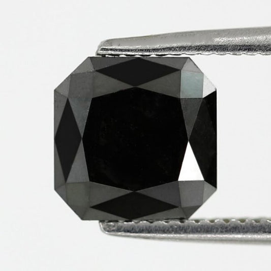 1.71 Carat Treated Black Natural Loose Asscher Cut Best Quality Diamond Perfect For Making Modern Design Diamond Ring