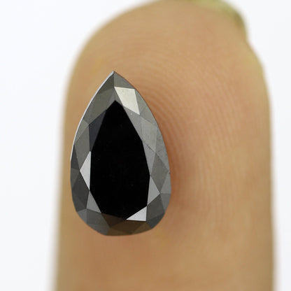 3 Ct Pear Shape Fully Polished Radiant Faceted Loose Black Natural Ethically Sourced Diamond For Engagement Ring - Blackdiamond