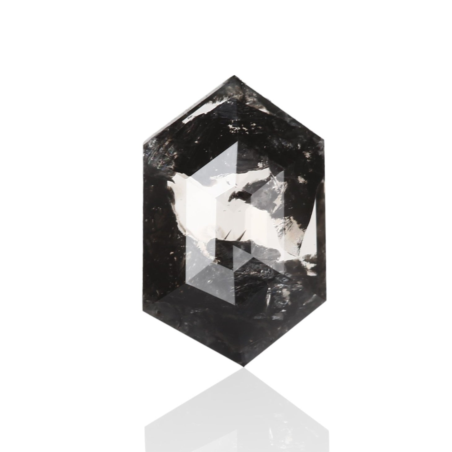 0.67 Carat 7.92 X 5.06 X 1.73 MM Natural Hexagon Fancy Black Salt and Pepper Diamond - Blackdiamond