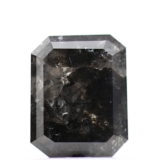 0.81 Carat 6.42 MM Natural Fancy Black Emerald Salt and Pepper Diamond