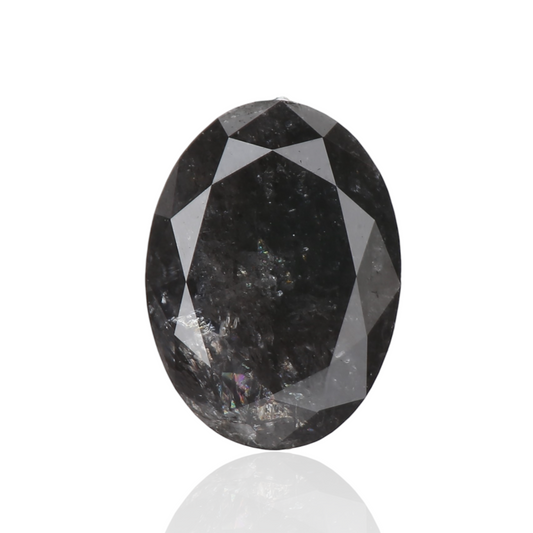 1.14 Carat 8.30 X 6.05 X 3.30 MM Natural Diamond Oval Brilliant Cut Fancy Black Salt and Pepper Diamond Engagement Ring