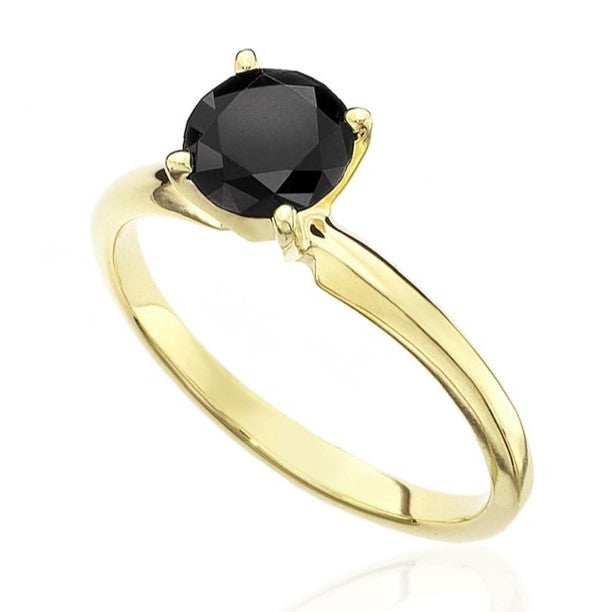 0.50 Carat Solitaire Round Cut Black Diamond 14K Rose Gold Engagement Ring - Blackdiamond