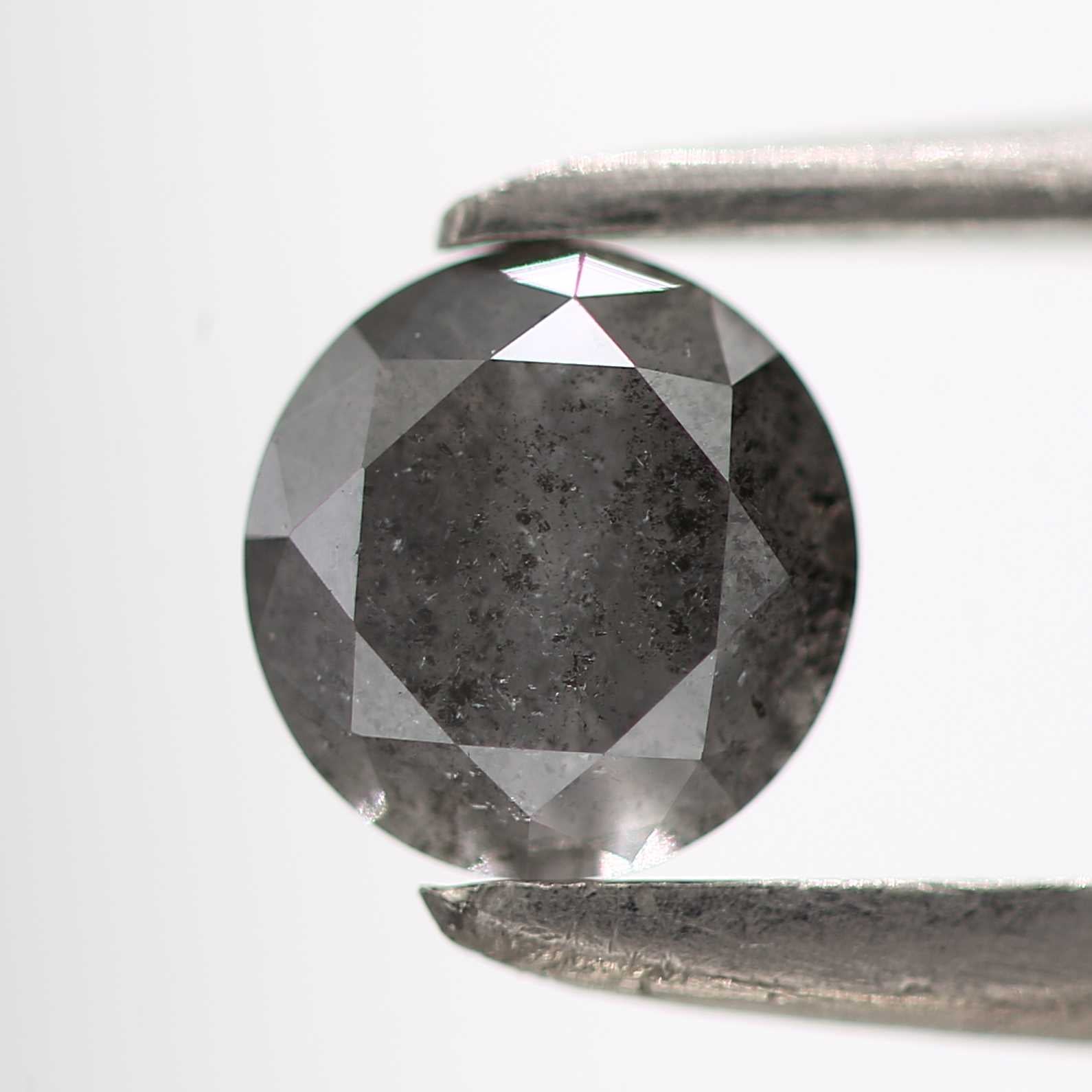 0.38 Carat Fancy Gray Diamond Round Salt and Pepper Diamond 4.5 MM - Blackdiamond