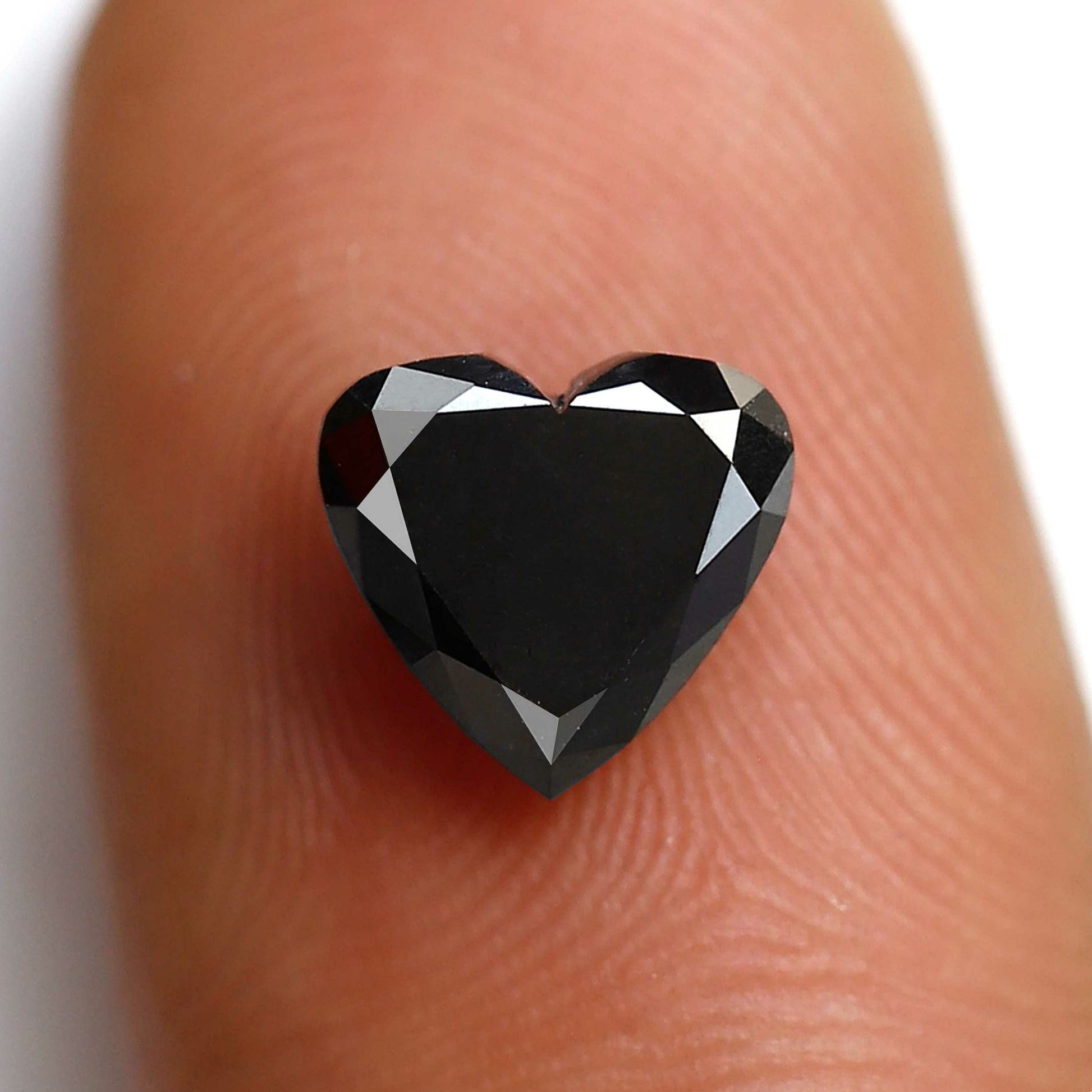 1.36 Carat 7 MM Perfect Heart Shape Rose Cut Faceted Treated Black AAA quality Loose Natural Diamond Perfect Custom Design Pendant Ring - Blackdiamond