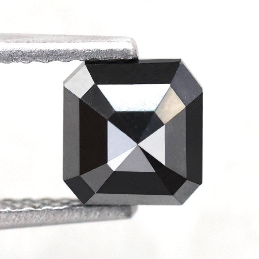 1.40 Carat Natural Diamond 6 MM Black Emerald Square Shape Emerald Cut Ring Black Emerald Necklace - Blackdiamond