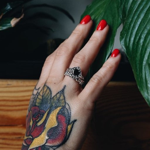 Vintage Halo Black Diamond Ring 14k White Gold - Blackdiamond