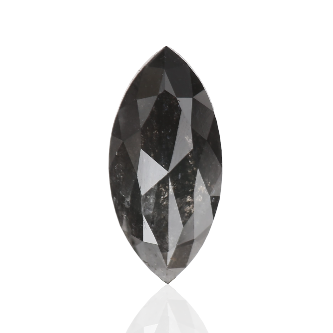 1.28 Carat 10.24 X 4.89 X 2.81 MM Fancy Black Marquise Rose Cut Salt and Pepper Diamond - Blackdiamond