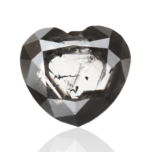 0.65 Carat 5.70 X 5.11 X 2.50 MM Natural Heart Shape Fancy Gray Salt and Pepper Diamond