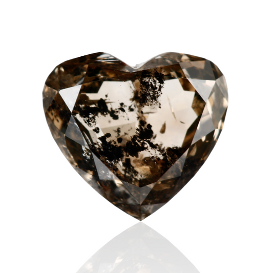 0.83 Carat 5.80 X 6.40 X 2.80 MM Natural Heart Fancy Cognac Brown Salt and Pepper Diamond