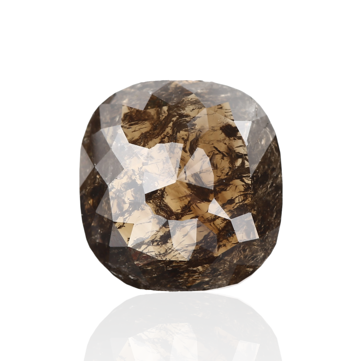 5.65 Carat 11.7 X 11.1 X 4 MM Cushion Rose Cut Fancy Cognac Brown Salt and Pepper Diamond - Blackdiamond