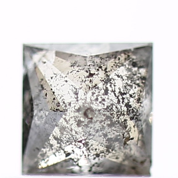 0.41 tcw 4.1 MM Natural Fancy Gray Black Princess Salt Pepper Diamond - Blackdiamond