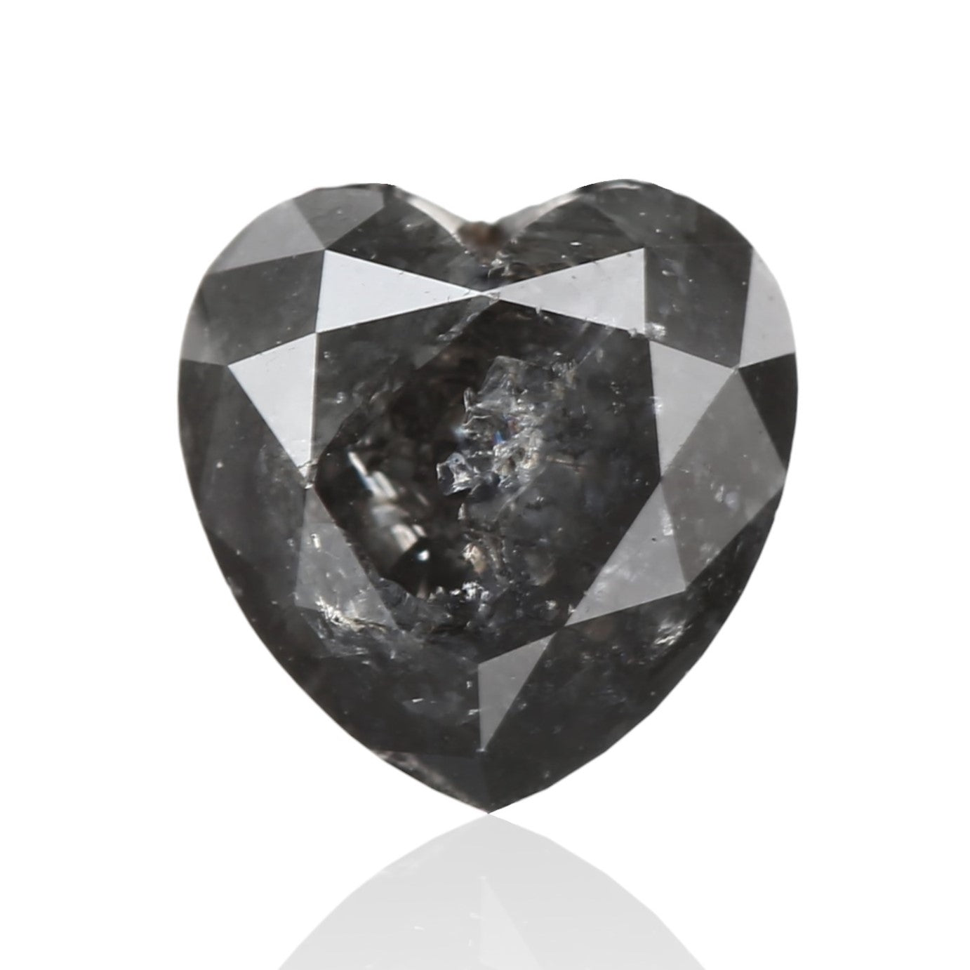0.85 Carat 5.53 X 5.41 X 4.00 MM Natural Heart Brilliant Fancy Gray Salt and Pepper Diamond - Blackdiamond