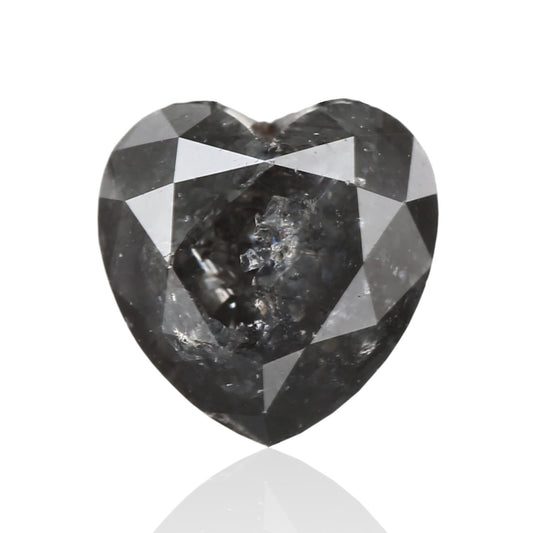 0.85 Carat 5.53 X 5.41 X 4.00 MM Natural Heart Brilliant Fancy Gray Salt and Pepper Diamond