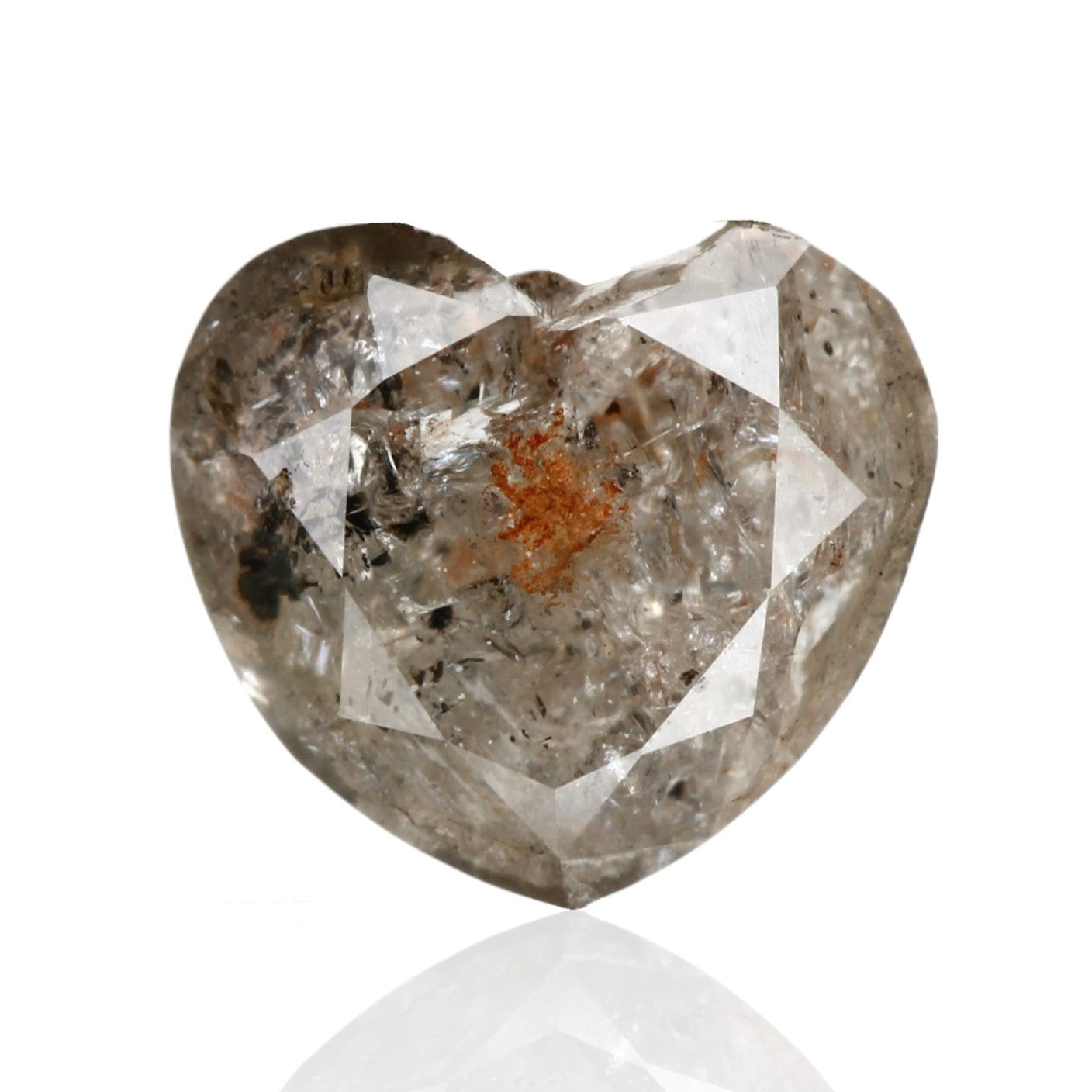 0.78 Carat 6.44 X 5.73 X 3.28 MM Natural Heart Brilliant Fancy Gray Salt and Pepper Diamond - Blackdiamond