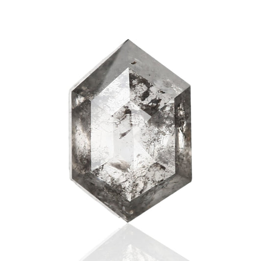 0.57 Carat 5.92 X 3.91 X 2.61 MM Natural Hexagon Fancy Gray Salt and Pepper Diamond - Blackdiamond