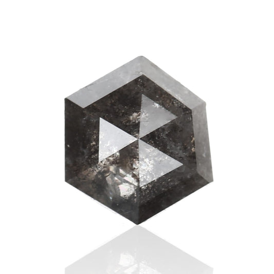 0.82 Carat 5.5 x 5.5 x 2.6 MM Natural Hexagon Shape Fancy Gray Salt and Pepper Diamond