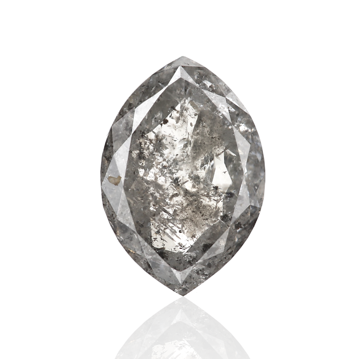 0.99 Carat 8.47 X 5.79 X 2.28 MM Fancy Gray Marquise Brilliant Rose Cut Salt and Pepper Diamond - Blackdiamond