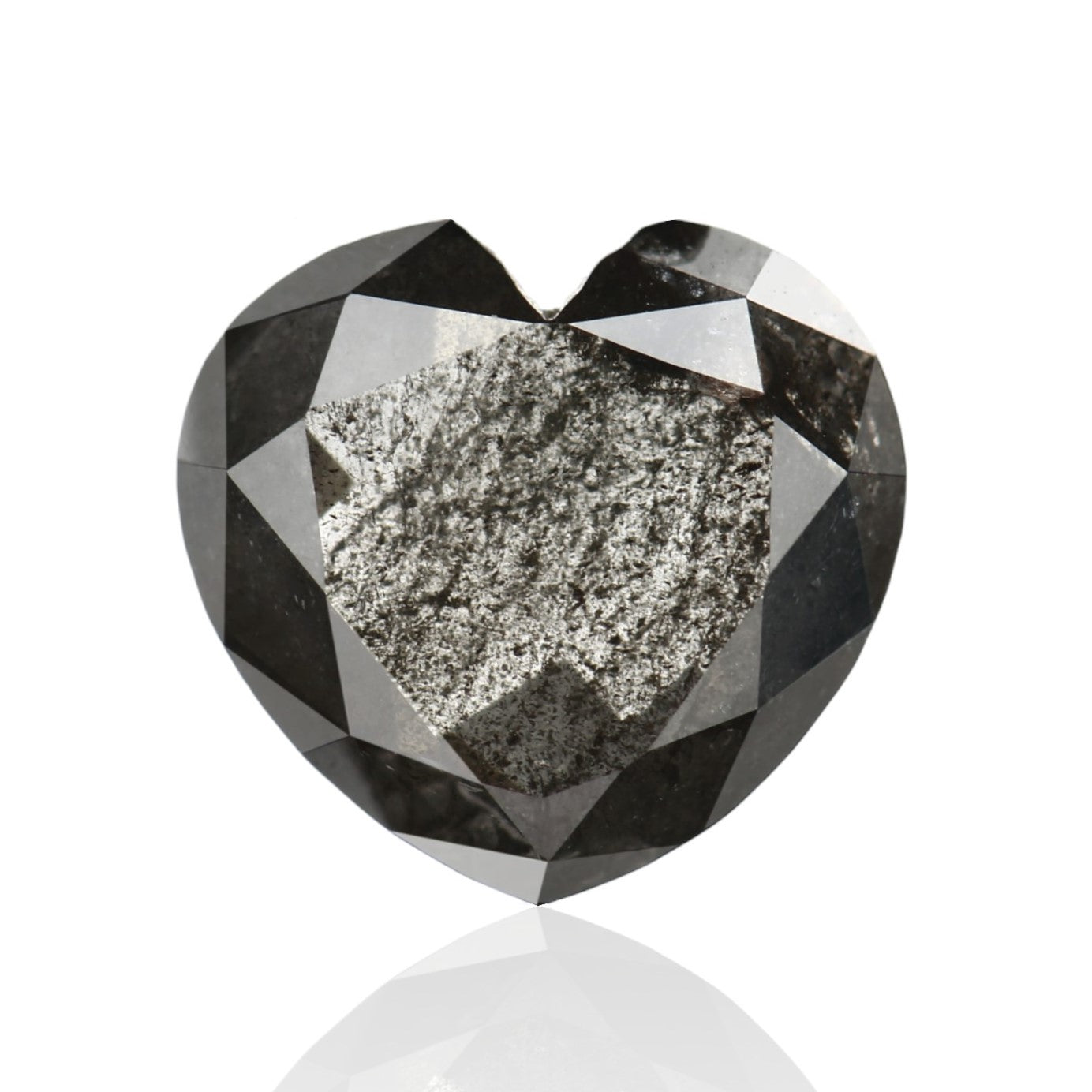 1.68 Carat 8.20 X 7.75 X 2.90 MM Natural Heart Brilliant Rose Cut Fancy Black Salt and Pepper Diamond - Blackdiamond