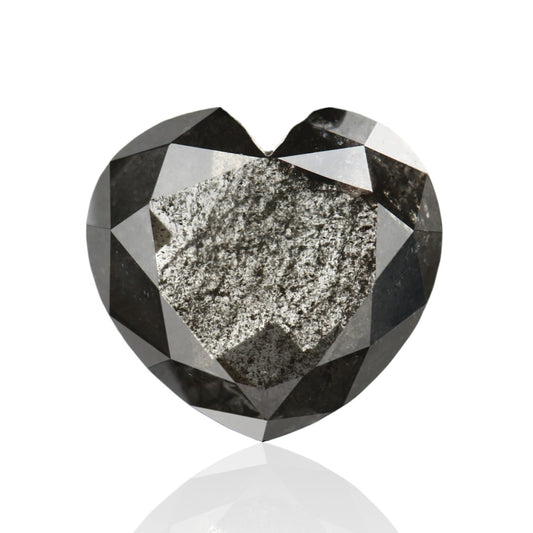 1.68 Carat 8.20 X 7.75 X 2.90 MM Natural Heart Brilliant Rose Cut Fancy Black Salt and Pepper Diamond