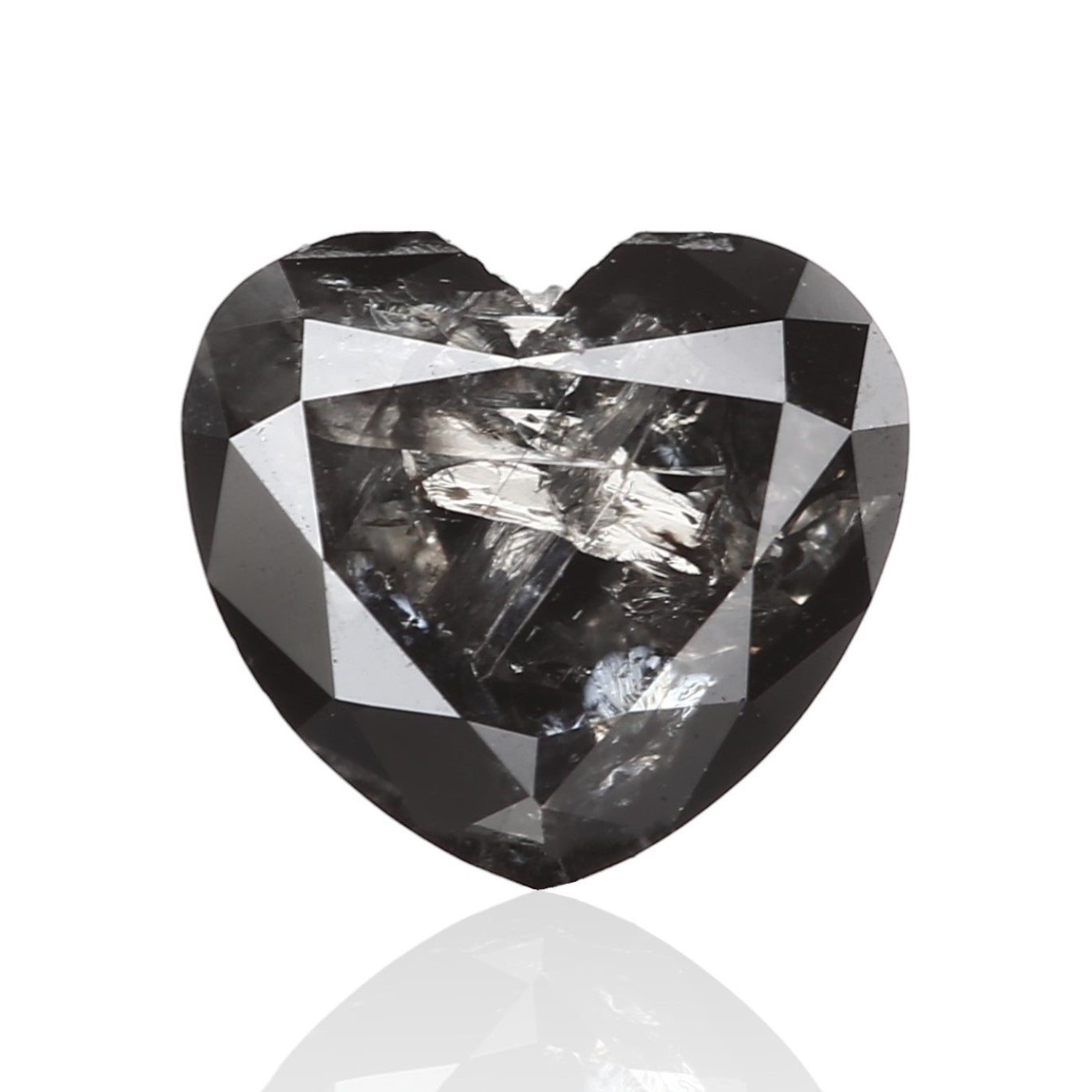 0.63 Carat 5.90 X 5.30 X 3.25 MM Natural Heart Brilliant Fancy Black Salt and Pepper Diamond - Blackdiamond