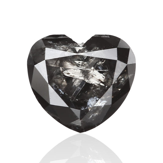 0.63 Carat 5.90 X 5.30 X 3.25 MM Natural Heart Brilliant Fancy Black Salt and Pepper Diamond