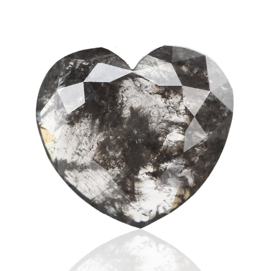 1.06 Carat 7.50 X 6.96 X 2.15 MM Natural Heart Shape Fancy Gray Salt and Pepper Diamond