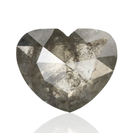 0.81 Carat 6.60 X 5.50 X 2.65 MM Natural Heart Rose Cut Fancy Gray Salt and Pepper Diamond