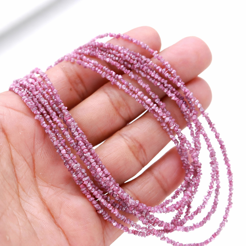 15 Inch AAA+ Natural Pink Rough Diamond Beads Strand Uncut Beads 2-3 mm