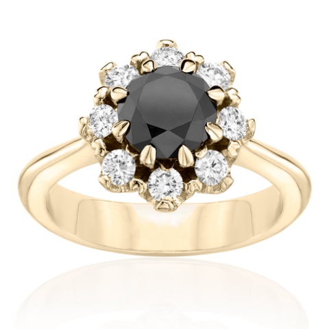 The Bloom Black and White Diamond Engagement Ring Gift For Her - Blackdiamond