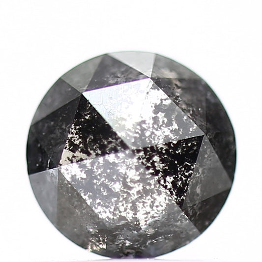 0.86 Carat 5.8 MM Natural Fancy Gray Rose Cut Salt and Pepper Diamond