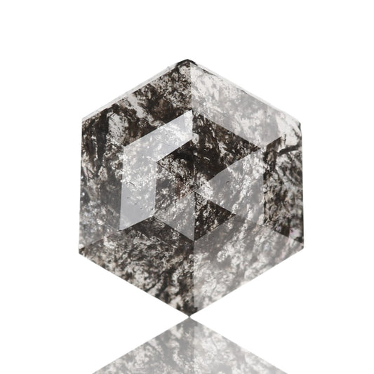 1.19 Carat 8.23 X 7.17 X 2.35 MM Natural Hexagon Shape Fancy Gray Salt and Pepper Diamond - Blackdiamond