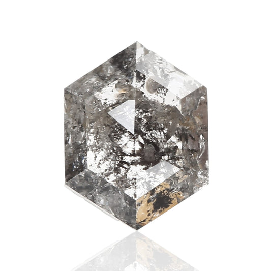 0.84 Carat 7.39x5.65x2.22 MM Natural Hexagon Shape Fancy Gray Salt and Pepper Diamond - Blackdiamond