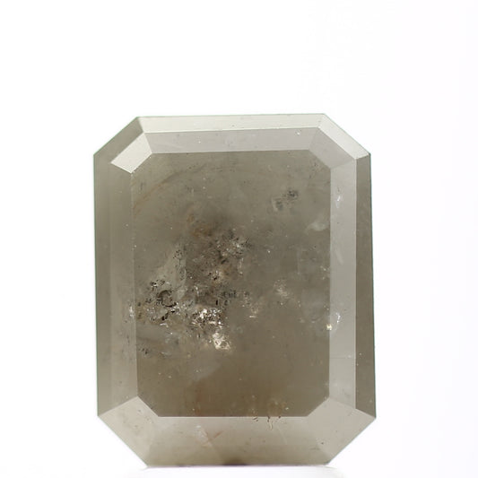 3.81 Carat 9.21 MM Natural Rustic Gray Emerald Loose Diamond - Blackdiamond