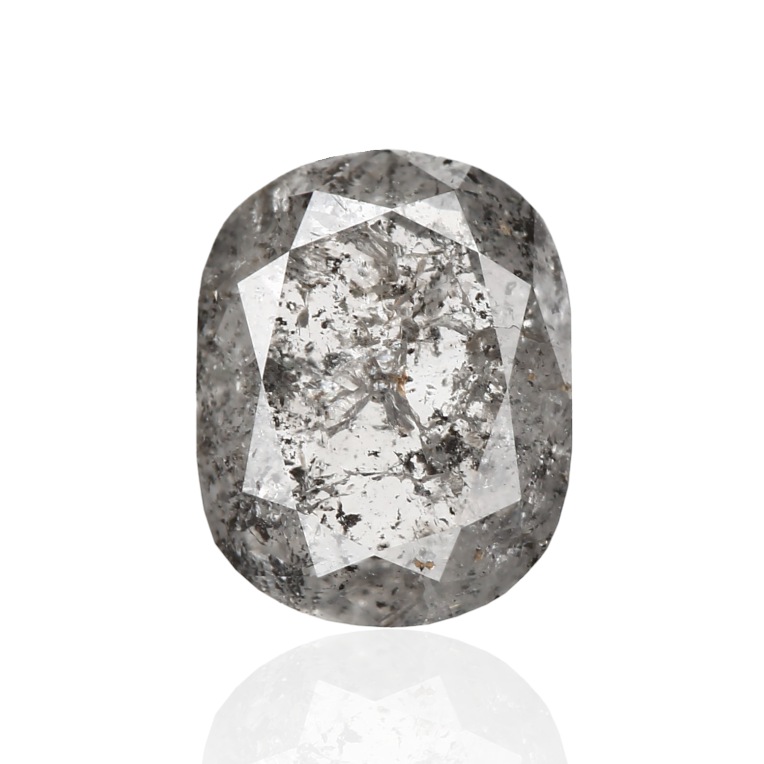 1.34 Carat 7.28 X 5.72 X 3.08 MM Cushion Rose Cut Fancy Gray Salt and Pepper Diamond - Blackdiamond