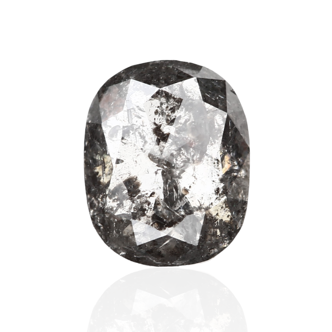 1.22 Carat 7.35 X 5.92 X 2.62 MM Cushion Rose Cut Fancy Gray Salt and Pepper Diamond - Blackdiamond