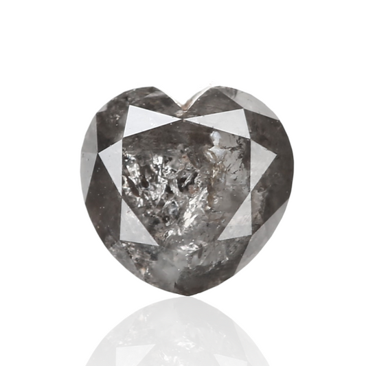 0.72 Carat 5.07 X 5.13 X 3.70 MM Natural Heart Fancy Gray Salt and Pepper Diamond