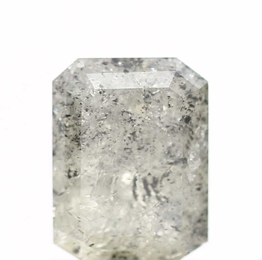 1.15 Carat 7 MM Natural Icy Gray Emerald Cut Salt and Pepper Diamond - Blackdiamond