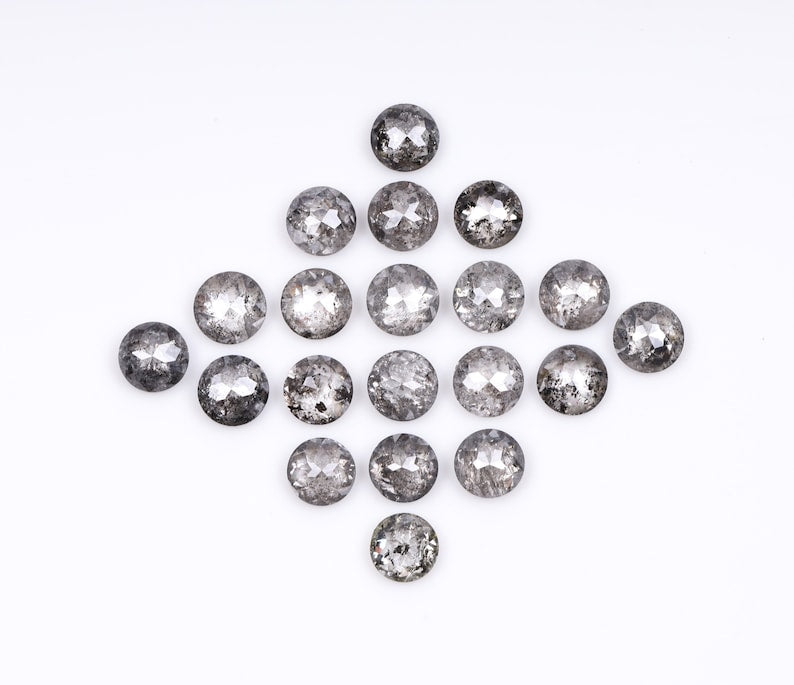 3 MM Rose Cut Salt & Pepper Diamonds Lot