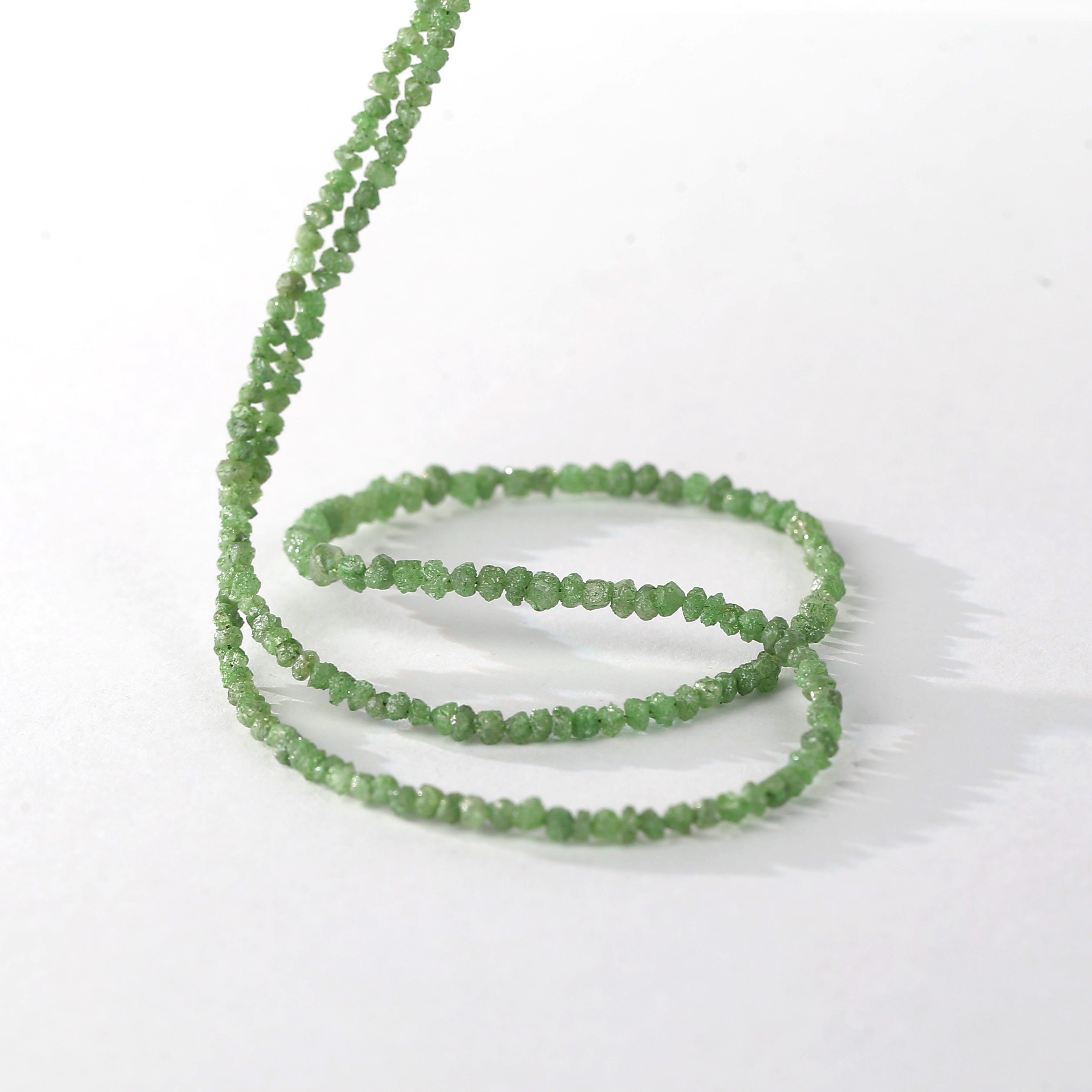Earthy green rough diamond beads with organic sparkle