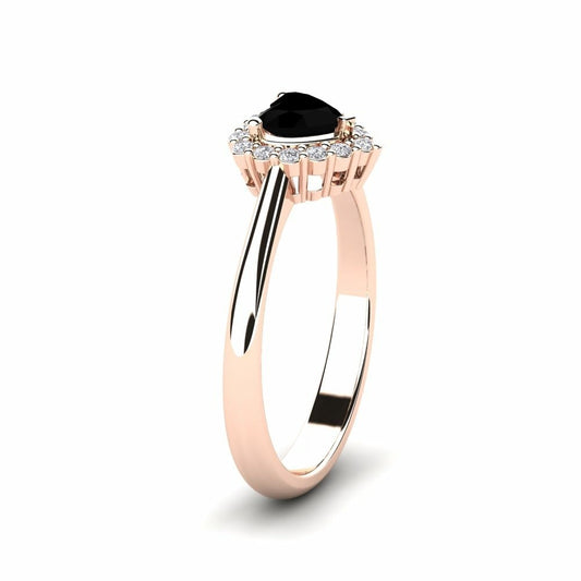 0.45 Carat Black Diamond Heart Ring Frostine 14K Rose Gold