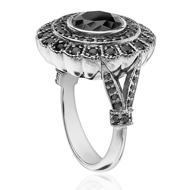 Nile Double Halo Black Diamond Ring 14k Black Gold - Blackdiamond