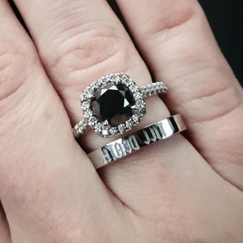 Halo Most Eternity Black and White Diamond Ring - Blackdiamond