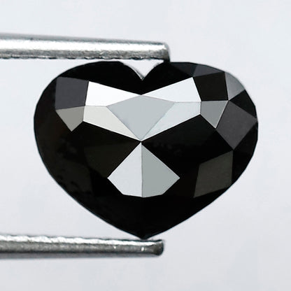 2.26 Carat 7 MM Black Heart Rose Cut Diamond Loose Natural AAA Quality Black Diamond Engagement Ring - Blackdiamond