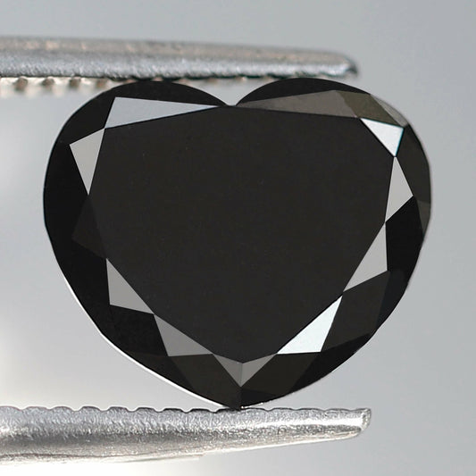 1.76 Carat Heart Shape Black Diamond 7 MM Natural Loose Diamond For Bezel Pendant 14k Yellow Gold