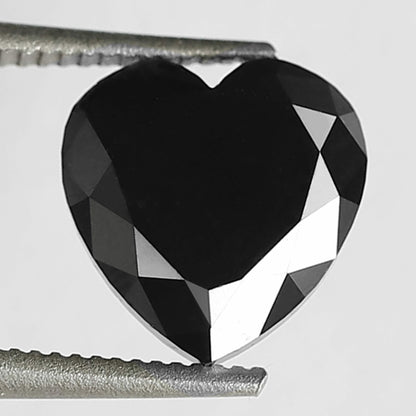 1.83 Carat Heart Shape loose Black Diamond 7 MM Natural Diamond Heart Shape For Engagement Ring - Blackdiamond