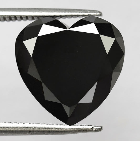 1.50 Carat Beautiful Heart Shape Diamond Treated Black Color Diamond Loose Natural Diamond For Making Unique Proposal Ring - Blackdiamond